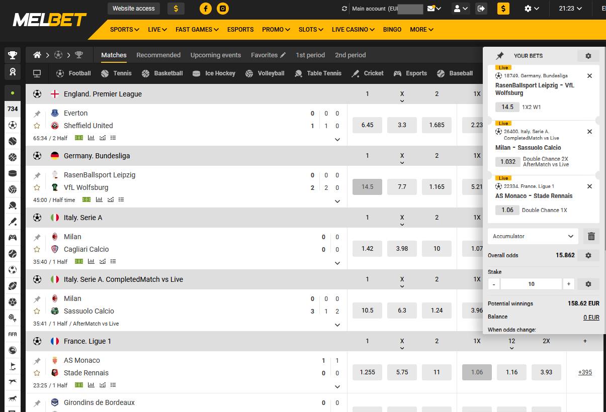 page d'accueil des paris sportifs